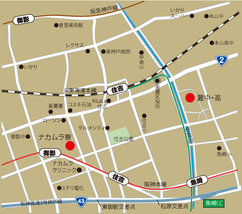 下宿付近の地図